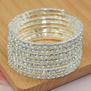 Wide Wrap Rhinestone Crystal Bracelet for Bridal Formal Special Occasion…